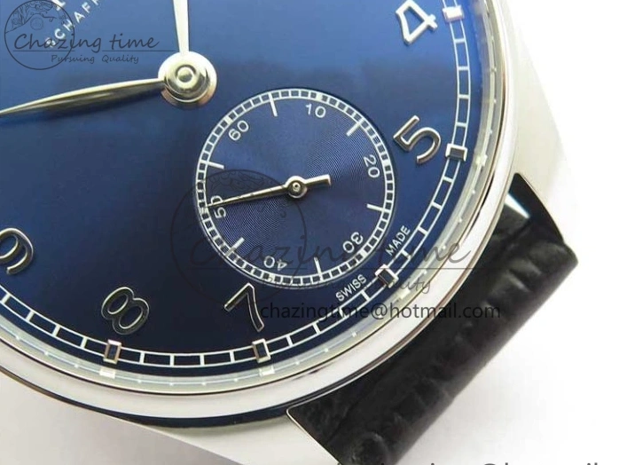 MIROTIME 0519 TimelessDesign Portuguese IW358304 ZF 1:1 Best Edition SS Blue Dial on Leather Strap A 7078